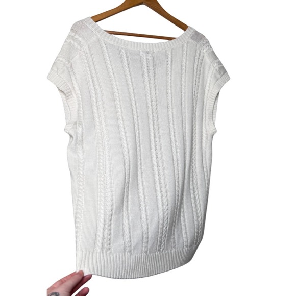The Drop Womens Cable Knit V Neck Sleeveless Wool Blend Sweater Vest White XXL - Picture 13 of 16
